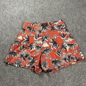 Tahari Women's 100% Linen Pleated Chino Shorts Size 8 Rust Vacation Resortwear